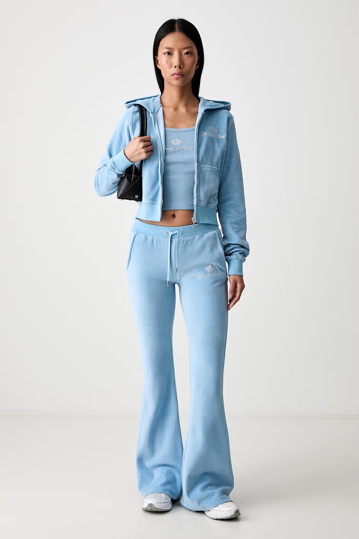 Sporty & Rich x Juicy Couture crop top damski bawełniany z elastanem TO116716689BL50 niebieski SS26