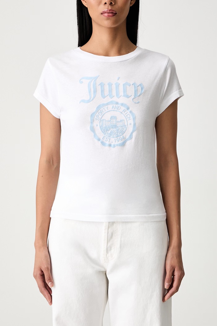 Sporty & Rich x Juicy Couture T-shirt bawełniany damski TO111716691WH100 biały