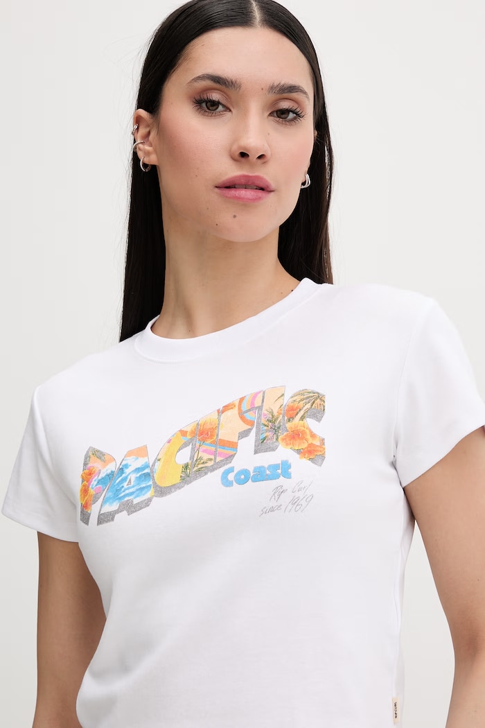 Rip Curl tricou pentru femei, din bumbac cu elastan HALEY O BABY alb 0MNWTE