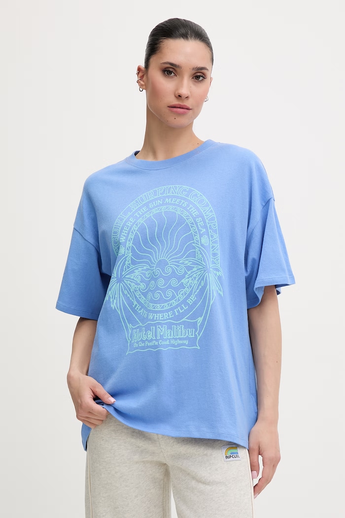 Rip Curl tricou pentru femei, din bumbac HOTEL MALIBU albastru 0MSWTE