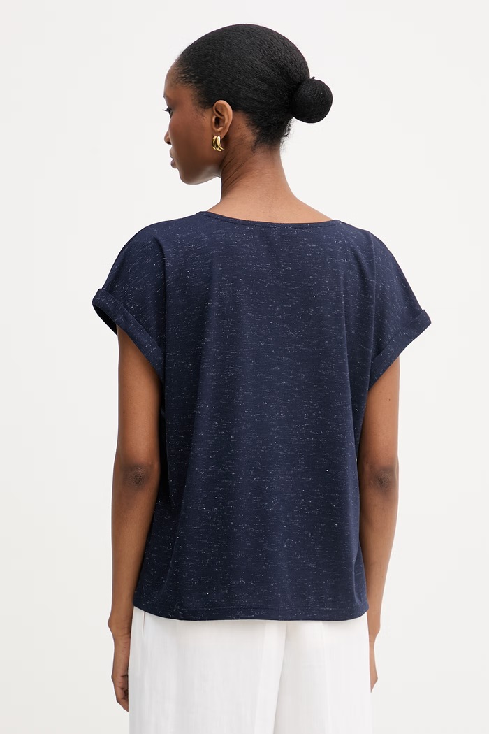 Abbigliamento Morgan maglietta basic da donna con viscosa DIANA blu navy