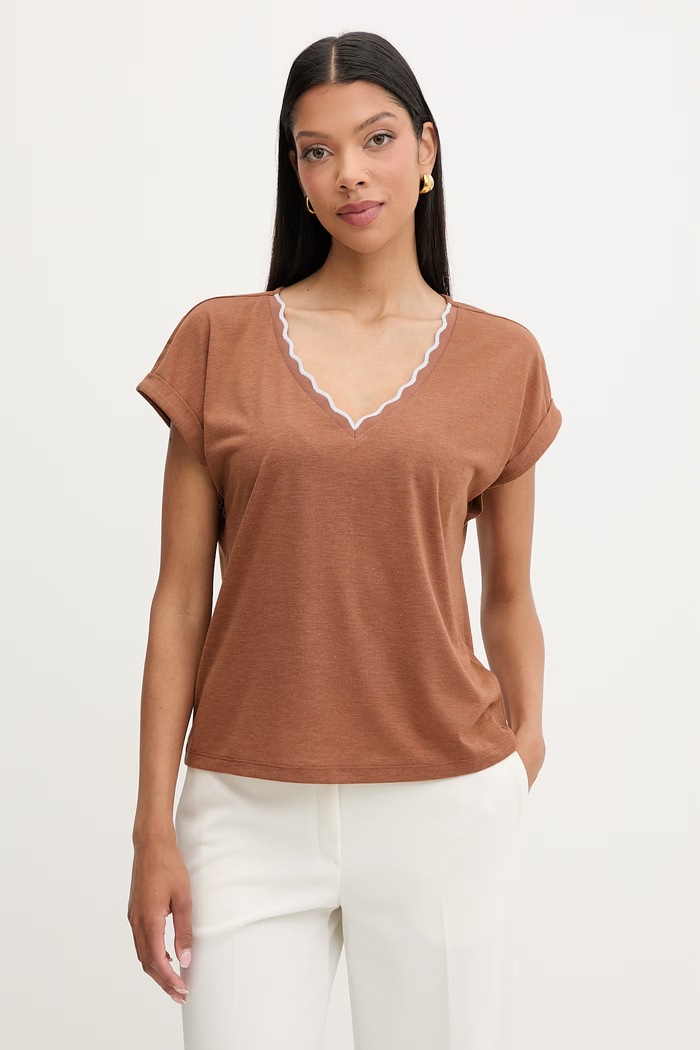 Morgan tricou basic pentru femei, cu vâscoză maro DIANA