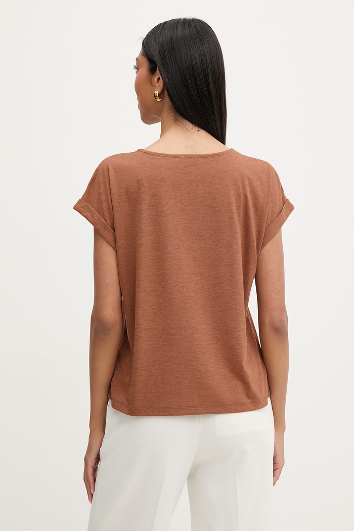 Îmbrăcăminte Morgan tricou basic pentru femei, cu vâscoză DIANA maro