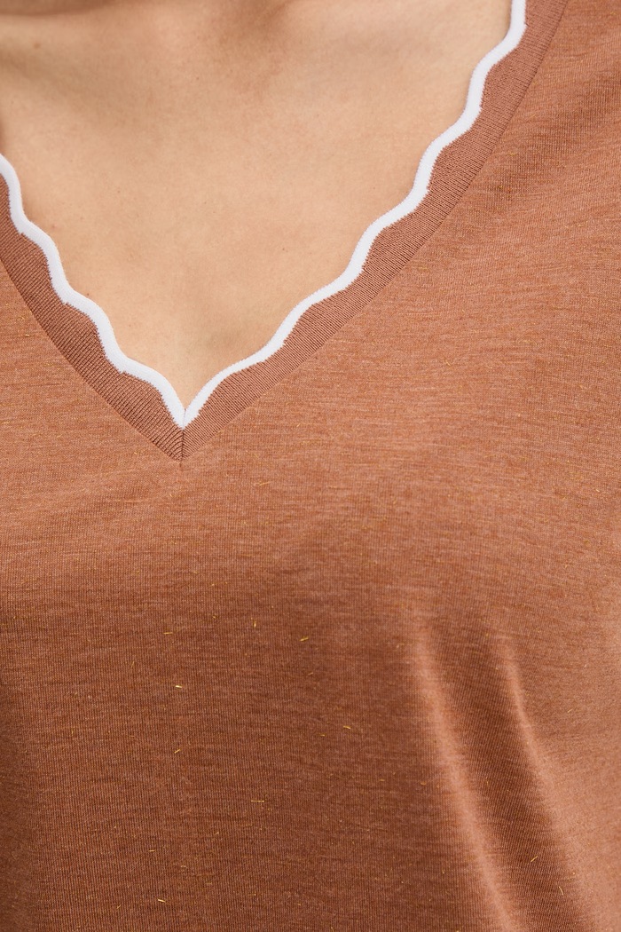 Morgan tricou basic pentru femei, cu vâscoză DIANA maro