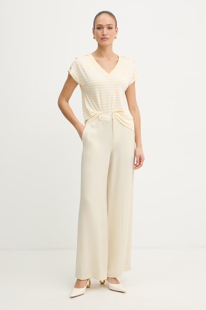 Morgan tricou pentru femei, cu vâscoză DIVA galben SS26