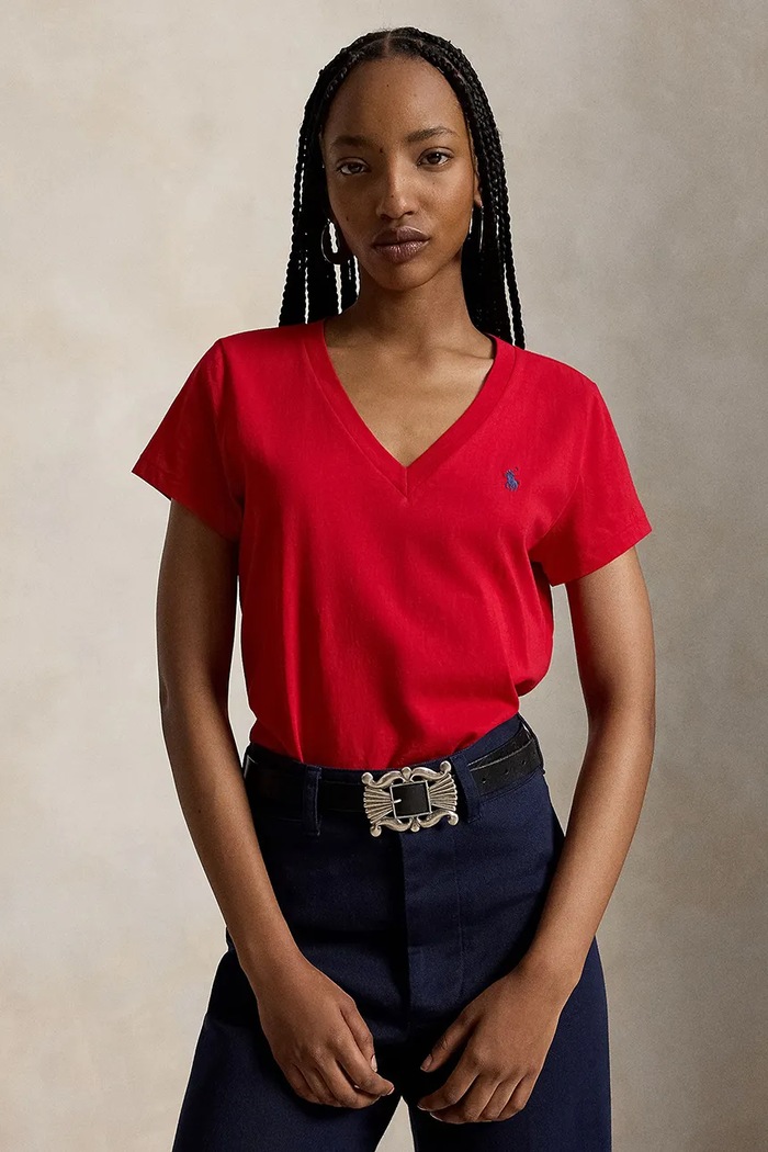 Polo Ralph Lauren T-shirt basic damski bawełniany czerwony 211B14611