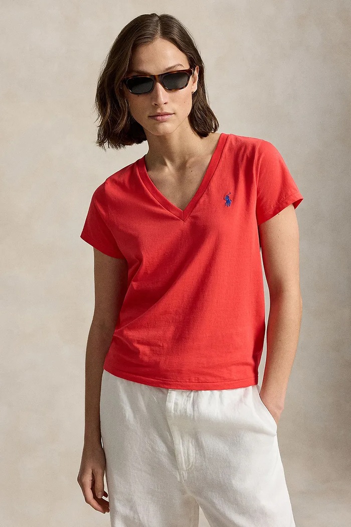 Polo Ralph Lauren basic tričko dámske bavlnené červená 211B14611
