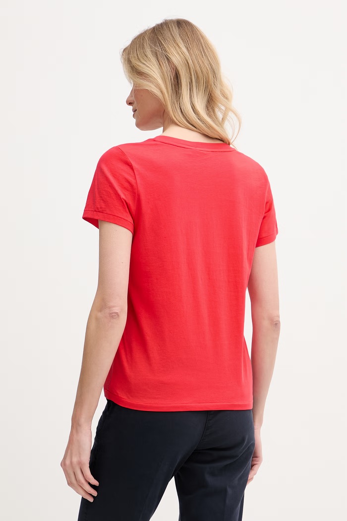 Oblečení Polo Ralph Lauren basic tričko dámské bavlněné 211B14611 červená