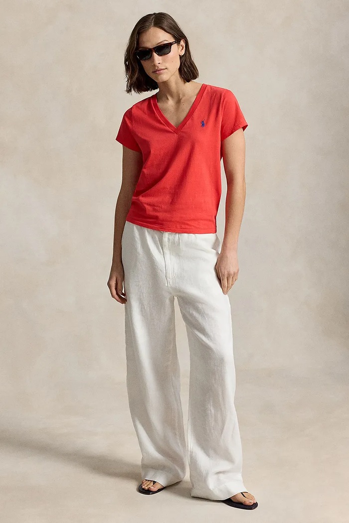 Oblečenie Polo Ralph Lauren basic tričko dámske bavlnené 211B14611 červená