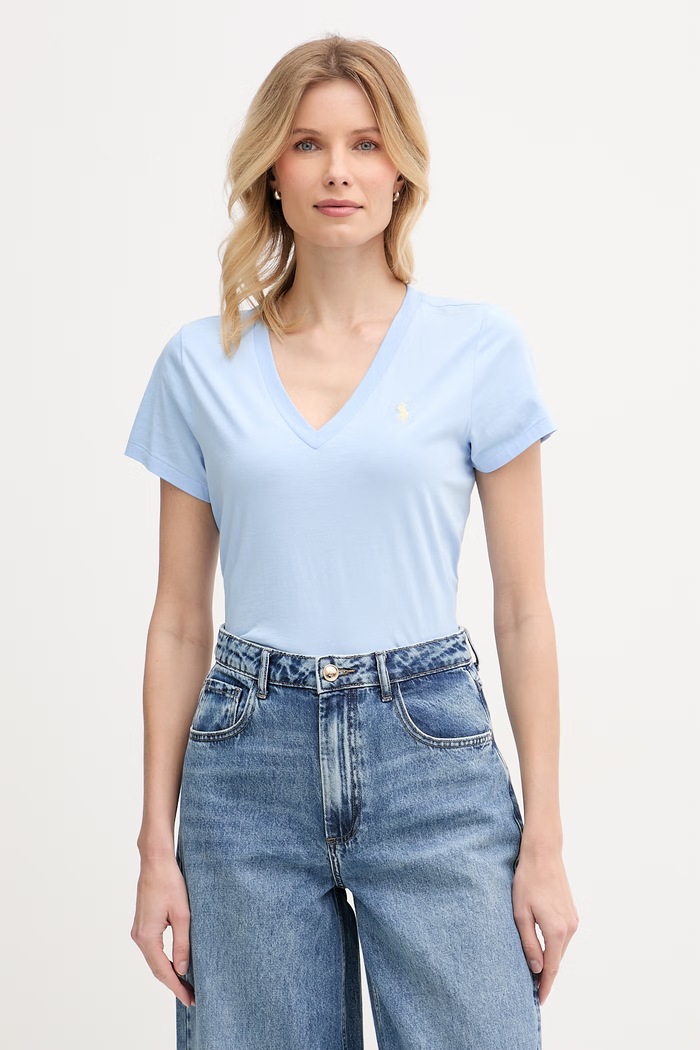 Polo Ralph Lauren basic tričko dámské bavlněné modrá 211B14611