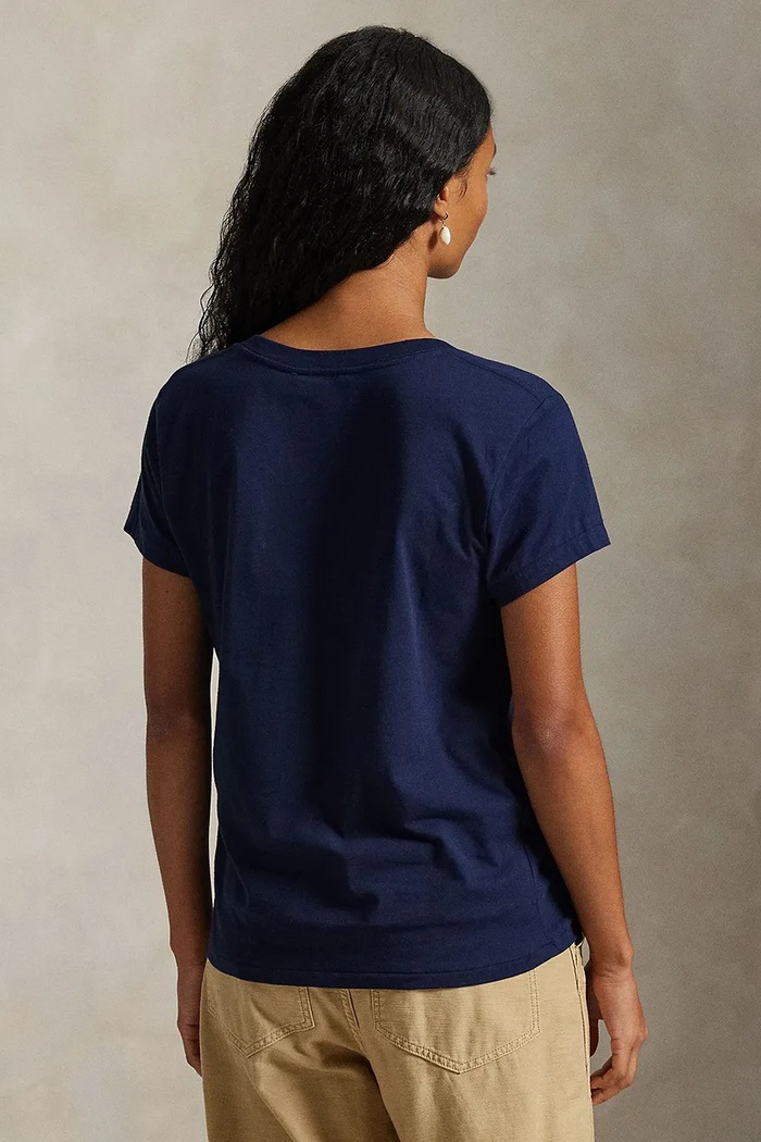 Polo Ralph Lauren T-shirt basic damski bawełniany 211B14611 granatowy SS26