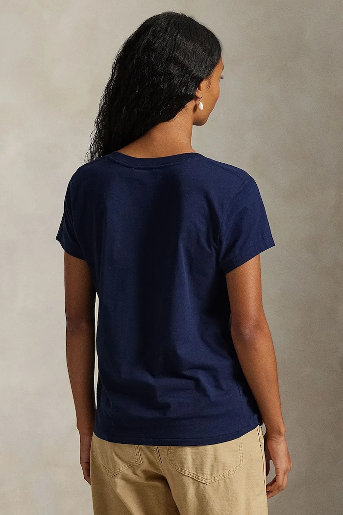 Polo Ralph Lauren T-shirt basic damski bawełniany 211B14611 granatowy SS26