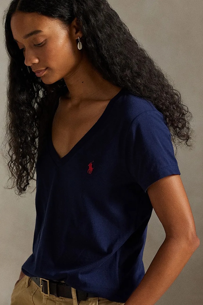 Polo Ralph Lauren T-shirt basic damski bawełniany granatowy 211B14611