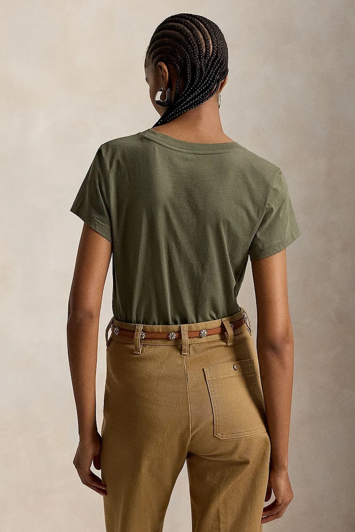 Polo Ralph Lauren T-shirt basic damski bawełniany 211B14611 zielony SS26