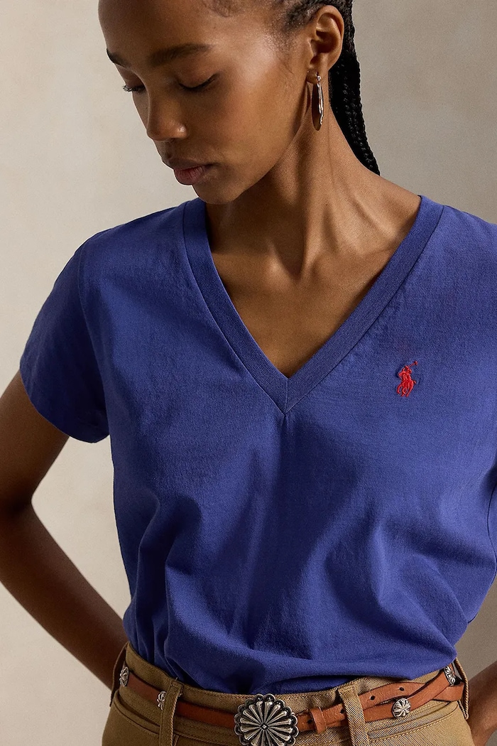 Polo Ralph Lauren T-shirt basic damski bawełniany niebieski 211B14611