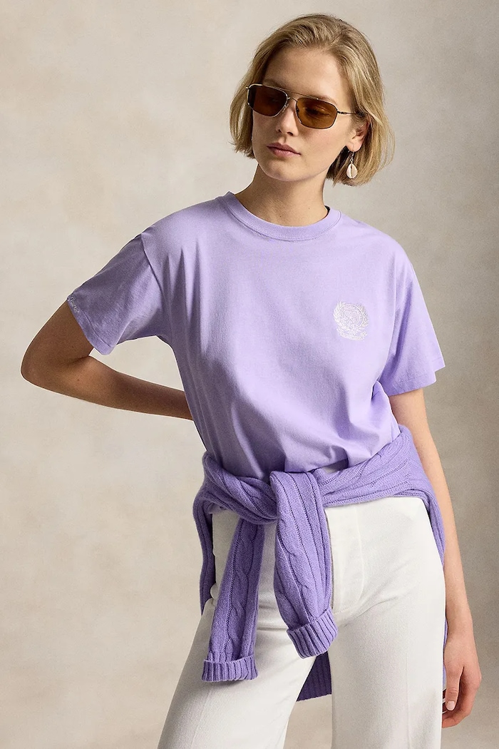 Polo Ralph Lauren T-shirt damski bawełniany fioletowy 211B16023