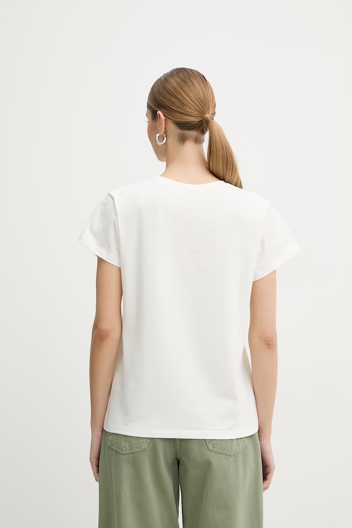 Odzież BIZUU t-shirt damski z bawełną BROOKE BROOKE.KREMOWY beżowy