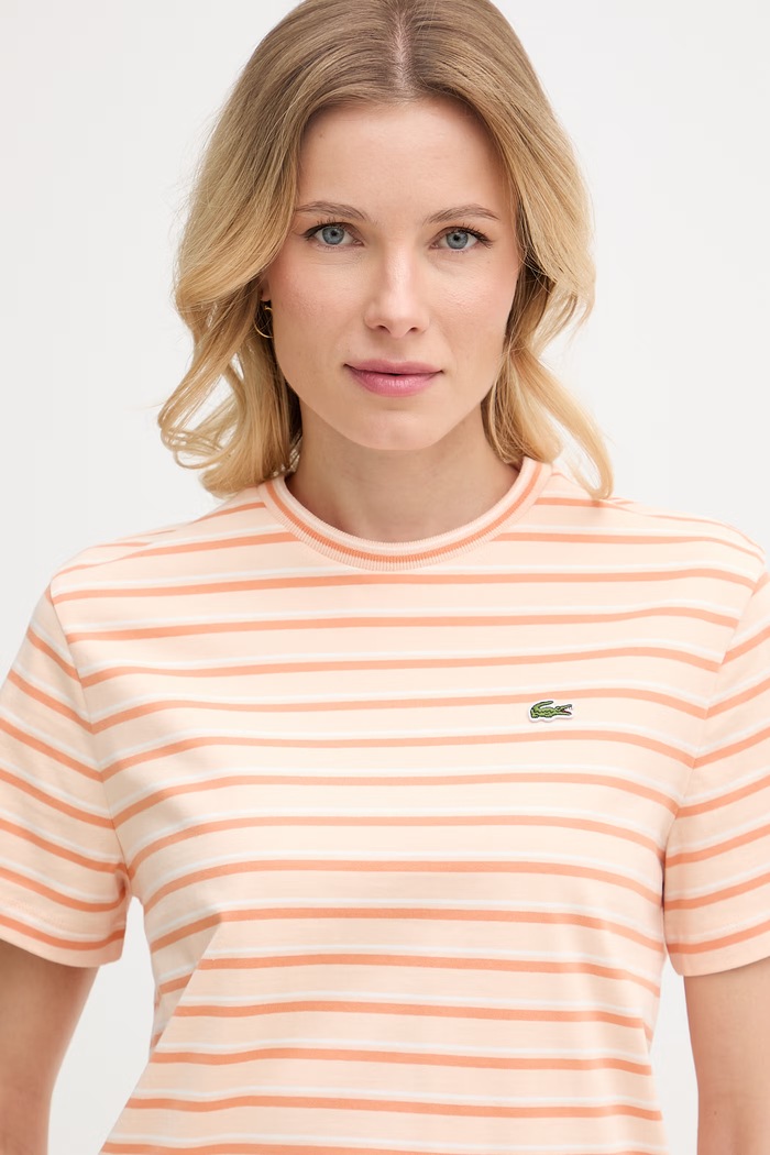 Lacoste t-shirt γυναικείο βαμβακερό πορτοκαλί TF7574