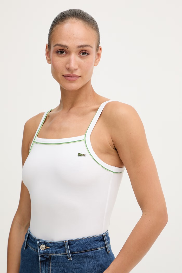 Lacoste τοπ γυναικείο με βαμβάκι λευκό TF9902