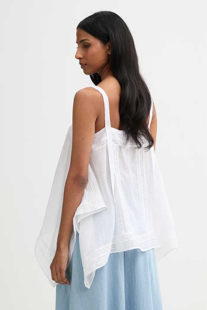 Oblačila Isabelle Blanche bluza z naramnicami ženska lanena IS26SS.C027.T017 bela