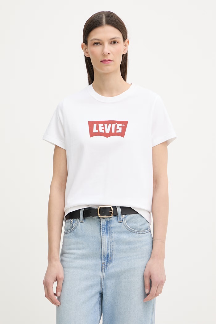 Levi's osnovna kratka majica ženska bombažna GR T2 PERFECT TEE bela 005GV.0024