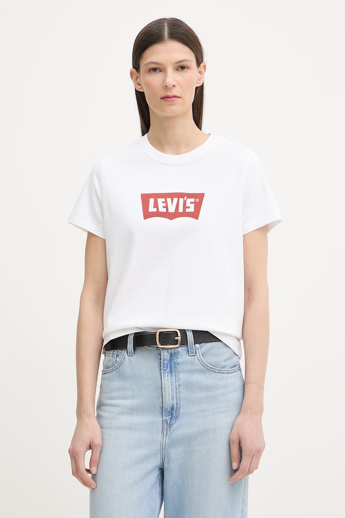 Levi's osnovna kratka majica ženska bombažna GR T2 PERFECT TEE bela 005GV.0024
