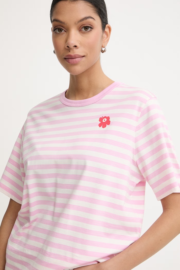 Marimekko t-shirt basic γυναικείο βαμβακερό ροζ 095478