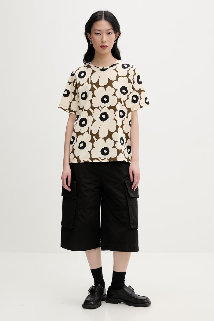 Marimekko tričko dámske bavlnené 095505 béžová SS26