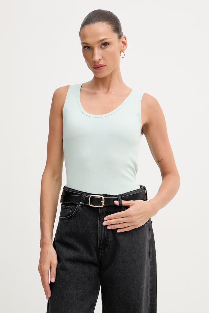 United Colors of Benetton top pentru femei, din bumbac verde 3GA8DH018