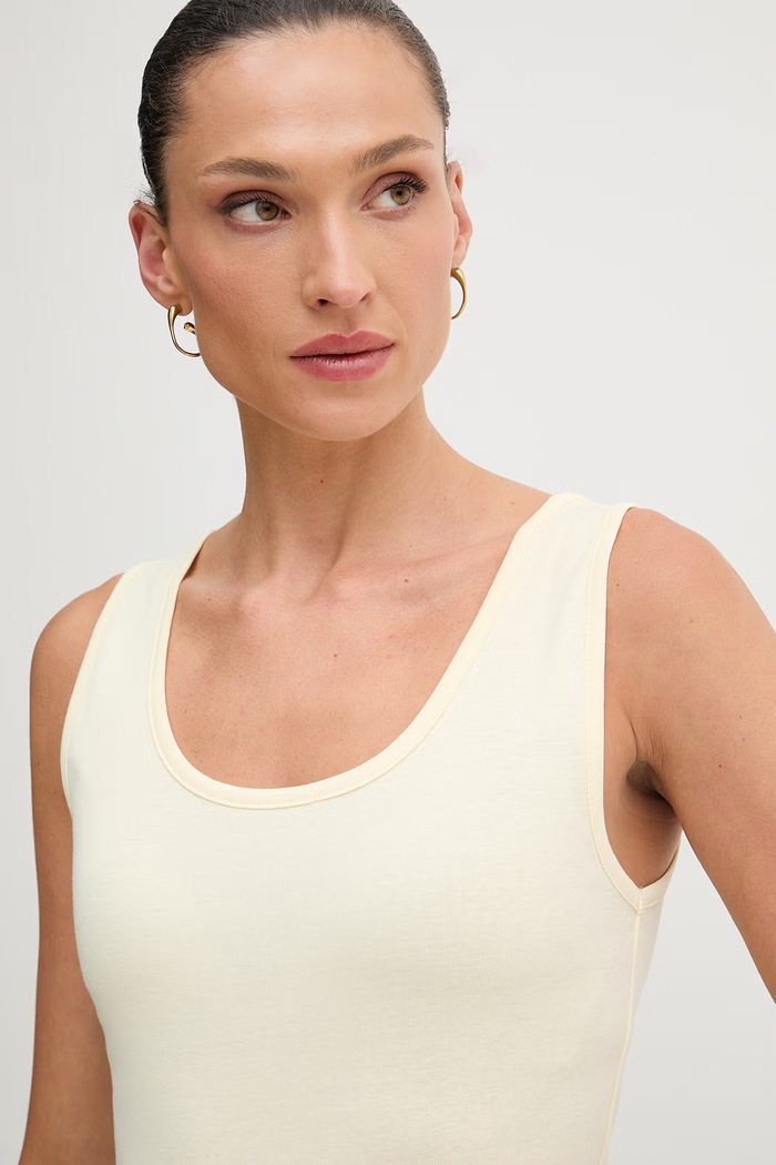 United Colors of Benetton top pentru femei, din bumbac galben 3GA8DH018