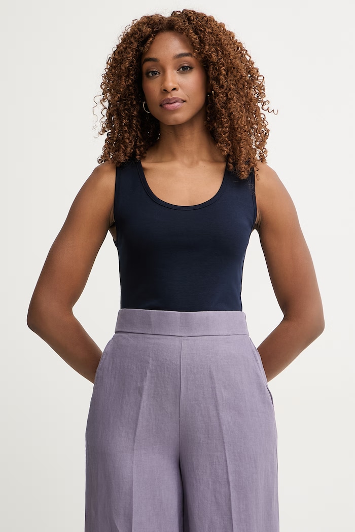United Colors of Benetton top ženski bombažen mornarsko modra 3GA8DH018