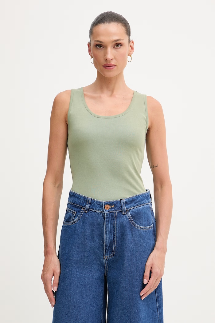 United Colors of Benetton top pentru femei, din bumbac verde 3GA8DH018