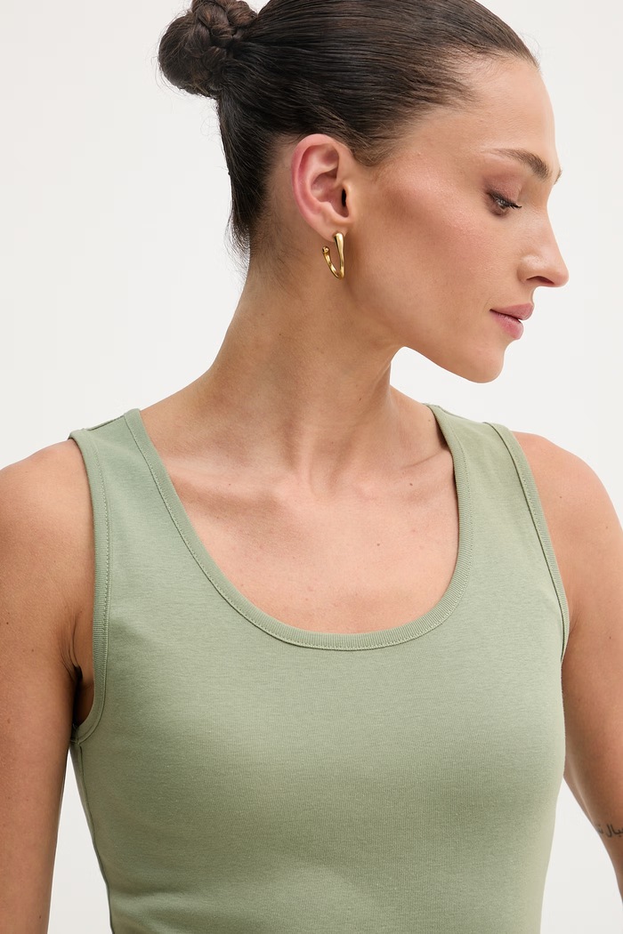 United Colors of Benetton top pentru femei, din bumbac verde 3GA8DH018