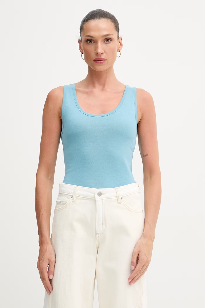 United Colors of Benetton top pentru femei, din bumbac albastru 3GA8DH018