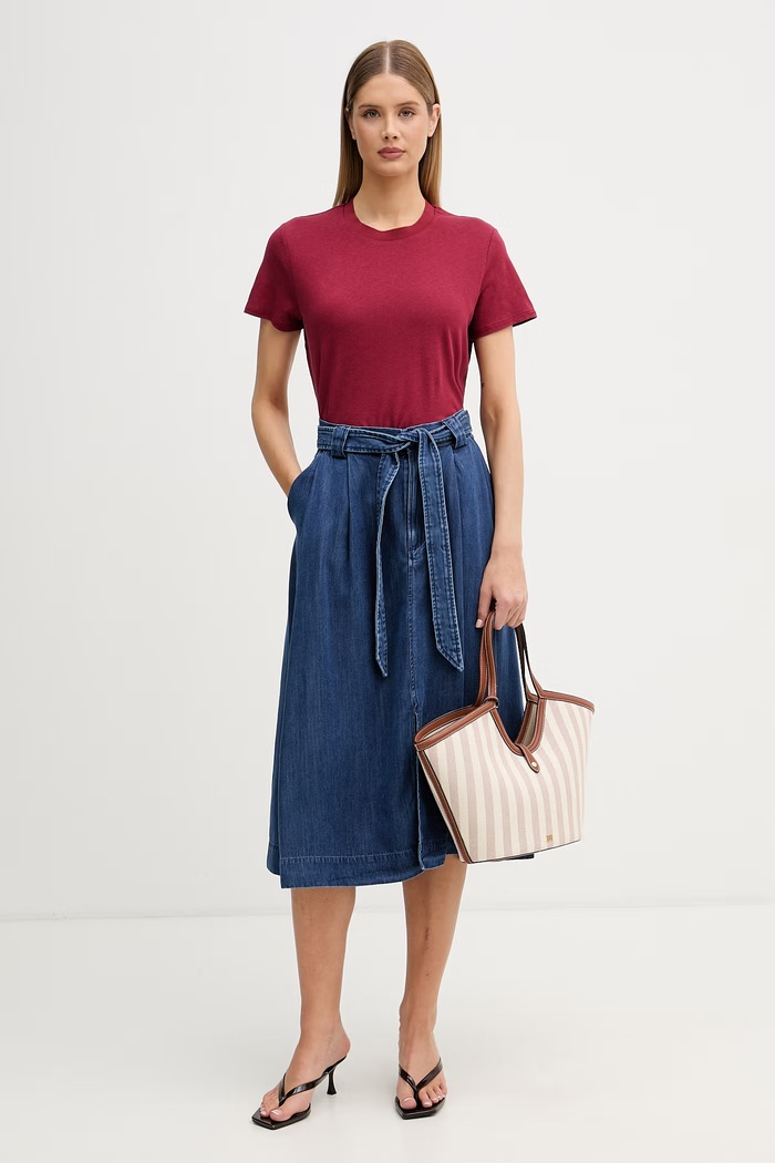 Sisley T-shirt damski z lnem 3Q8AL108V bordowy SS26