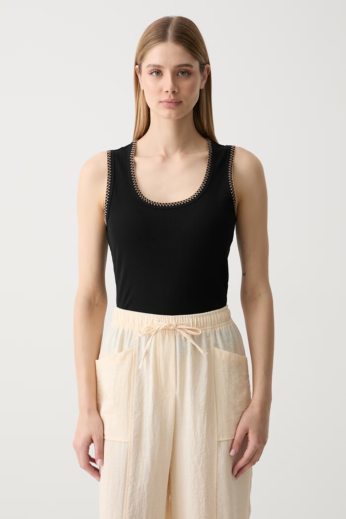 Sisley top dámský s bavlnou černá 3EK5LH015