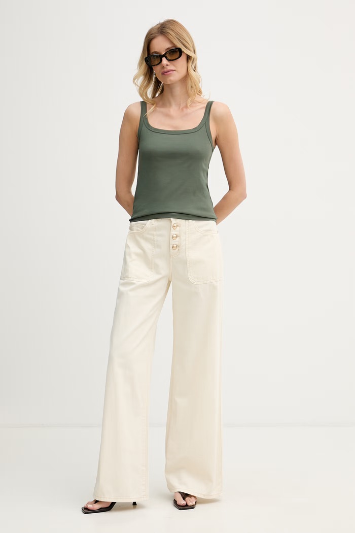 United Colors of Benetton top damski bawełniany 39JSDH01F zielony SS26