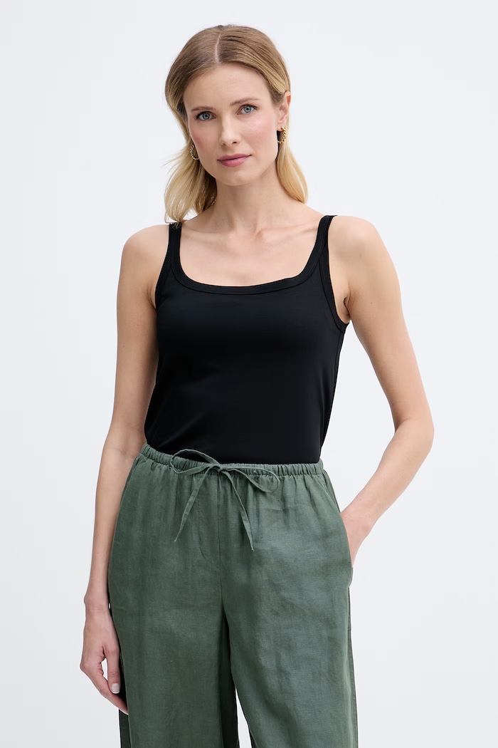 United Colors of Benetton top pentru femei din bumbac negru 39JSDH01F