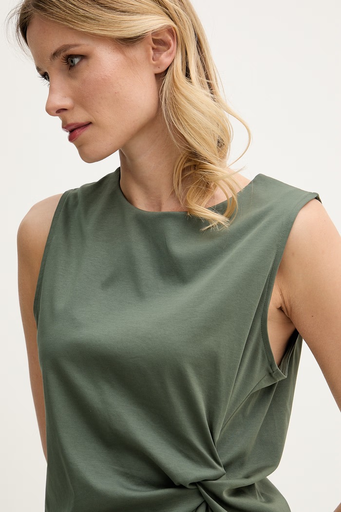 United Colors of Benetton top pentru femei din bumbac verde 39JSDH01G