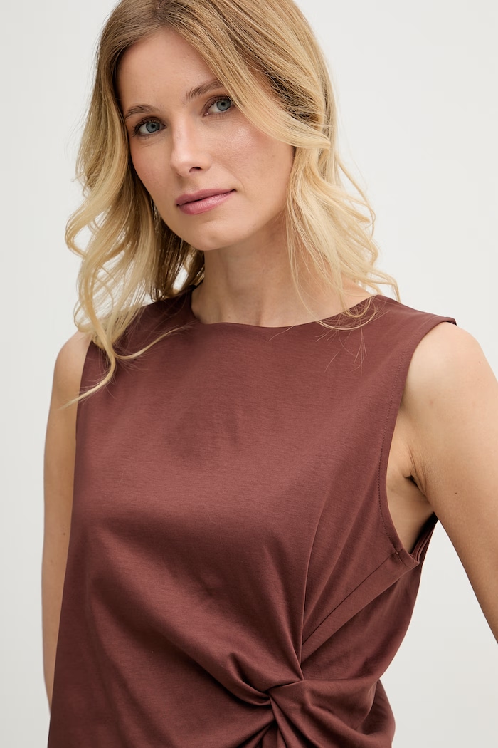 United Colors of Benetton top pentru femei din bumbac maro 39JSDH01G