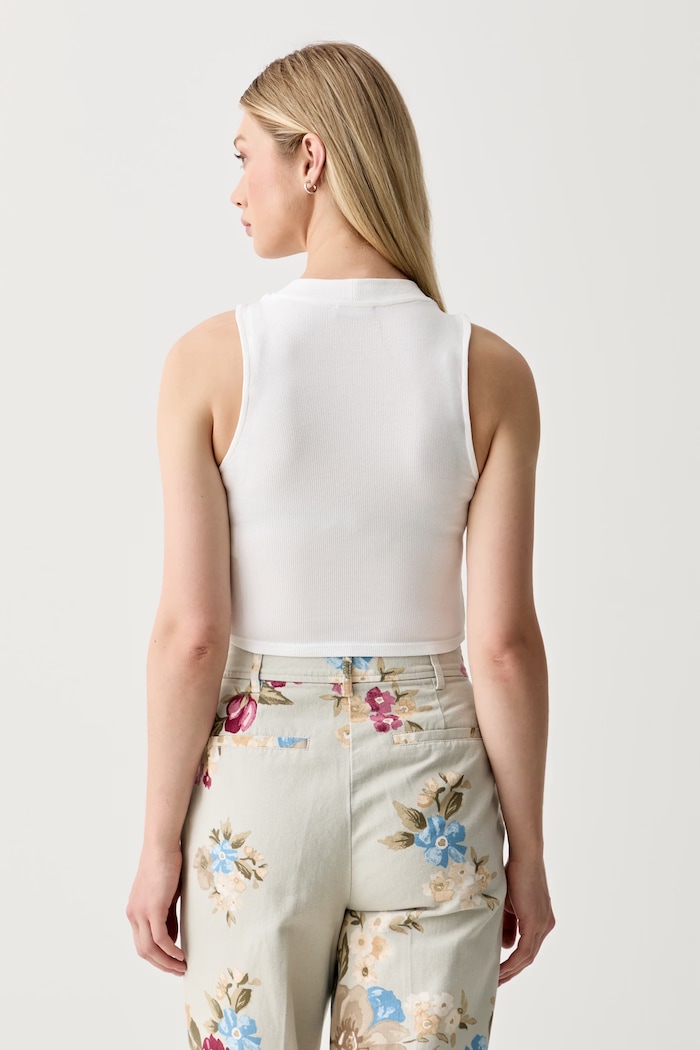 Odzież United Colors of Benetton crop top damski bawełniany z elastanem 3O4YDH01E biały