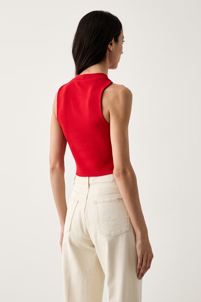 Oblečenie United Colors of Benetton crop top dámsky bavlnený s elastanom 3O4YDH01E červená