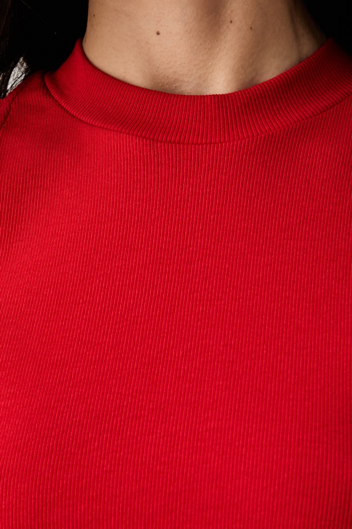 United Colors of Benetton crop top dámsky bavlnený s elastanom 3O4YDH01E červená