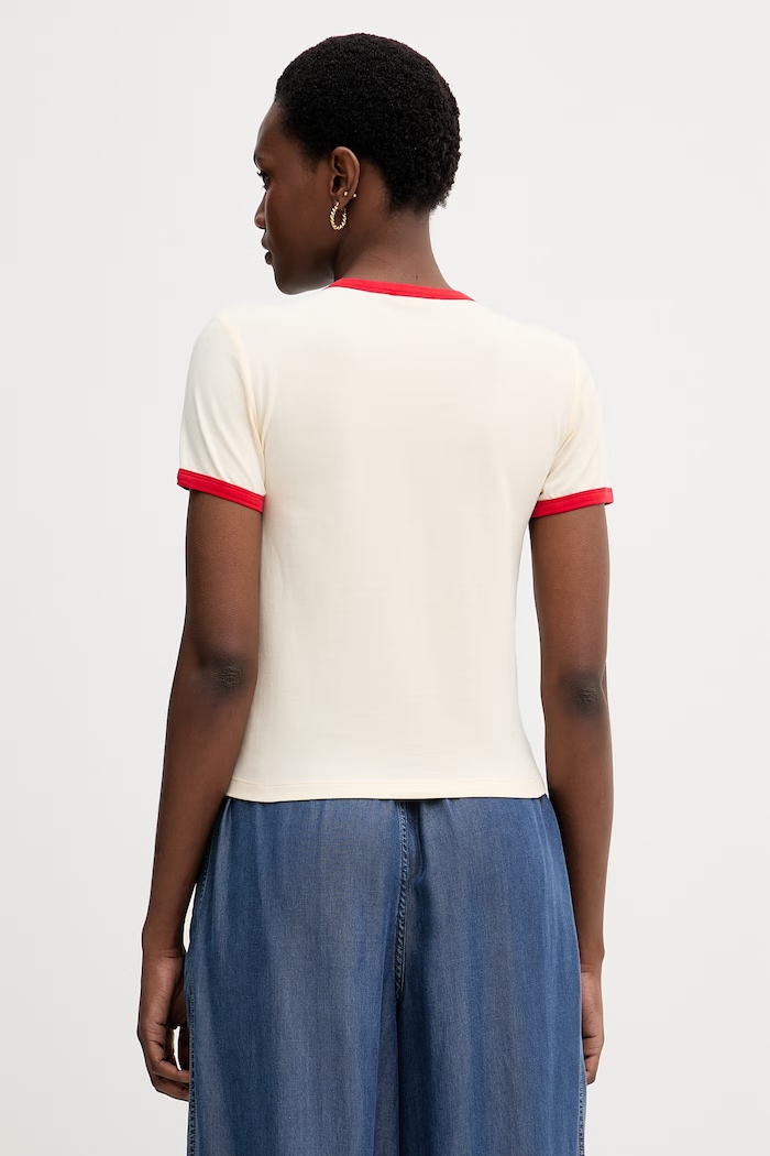 Odzież United Colors of Benetton T-shirt damski z bawełną 3ECMD10CZ beżowy