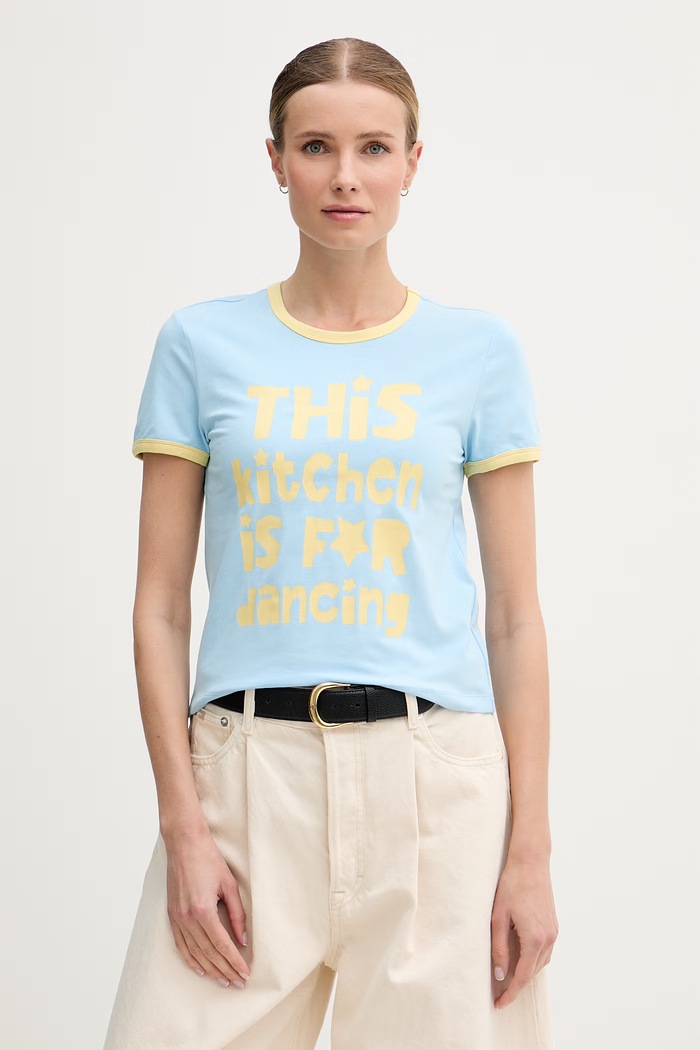 United Colors of Benetton tričko dámske s bavlnou modrá 3ECMD10CZ