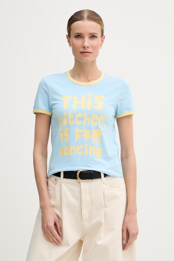 United Colors of Benetton tričko dámske s bavlnou modrá 3ECMD10CZ