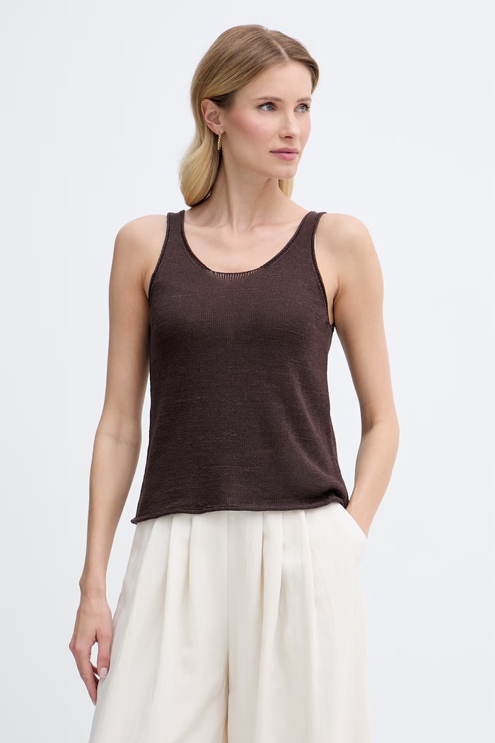 United Colors of Benetton top pentru femei cu in maro 1MMXDH01M