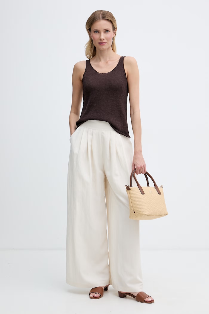 United Colors of Benetton top pentru femei cu in 1MMXDH01M maro SS26
