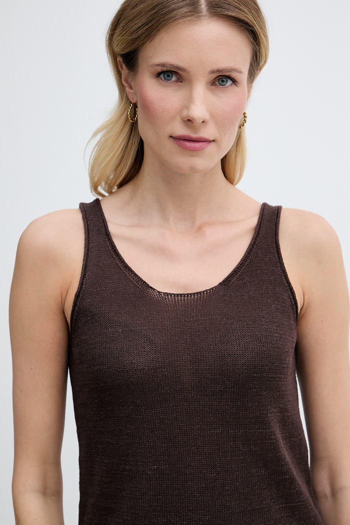 United Colors of Benetton top pentru femei cu in 1MMXDH01M maro
