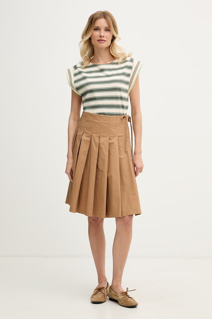 United Colors of Benetton top damski bawełniany z elastanem 39VWD10D2 beżowy SS26